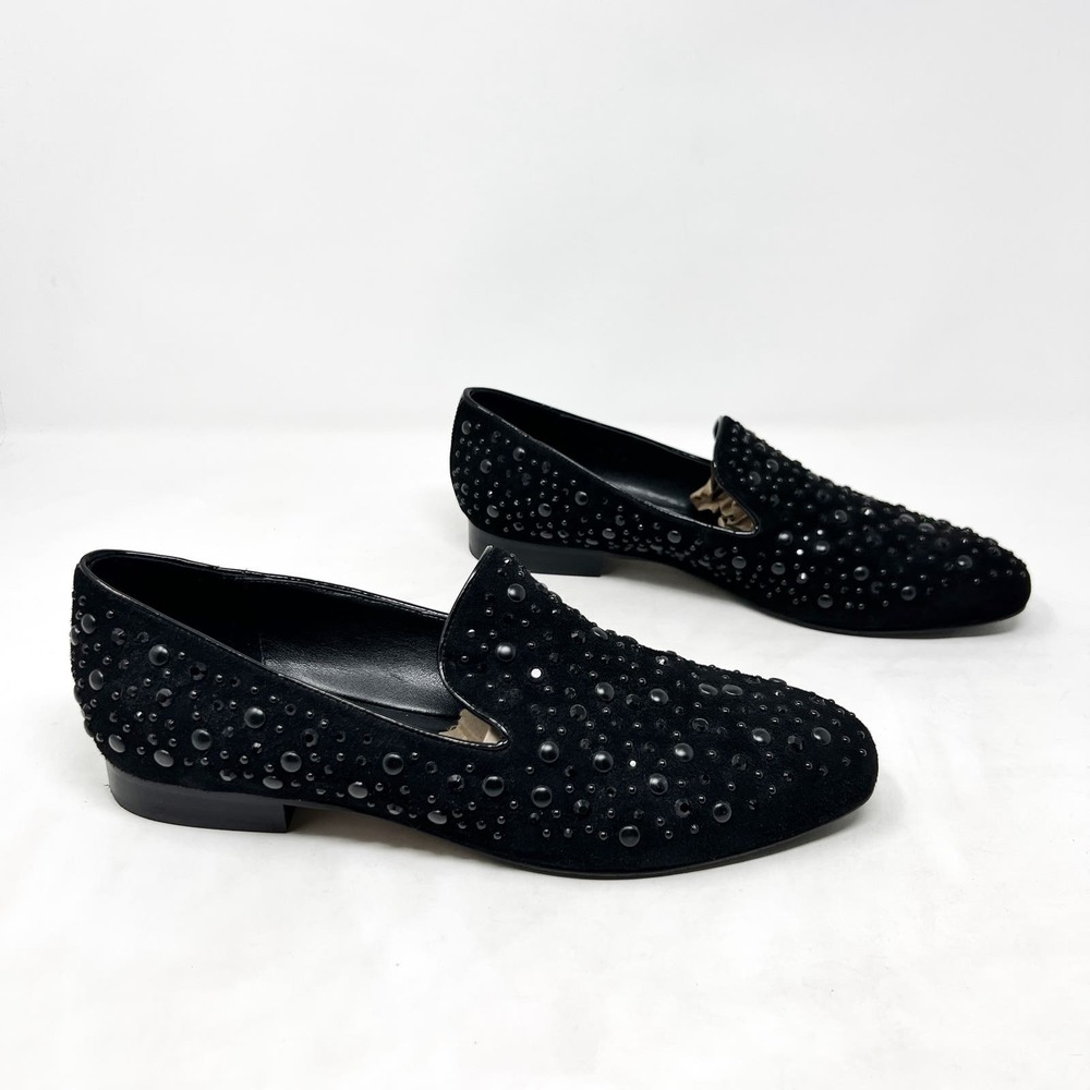 Donald J. Pliner Black Studded Suede Loafers